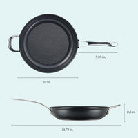 SearTech Aluminum Nonstick Frying Pan with Helper Handle, 12-inch, Super Dark Gray