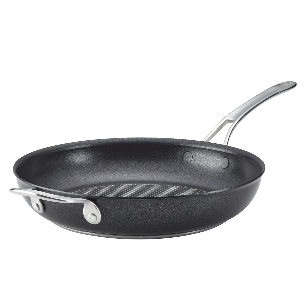 SearTech Aluminum Nonstick Frying Pan with Helper Handle, 12-inch, Super Dark Gray